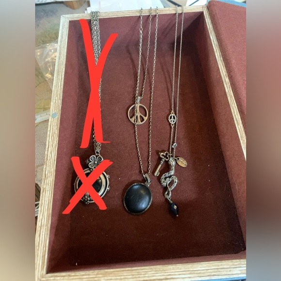 LUCKY BRAND Necklaces x2 double peace sign pendant & snake pendant necklaces - Picture 4 of 8